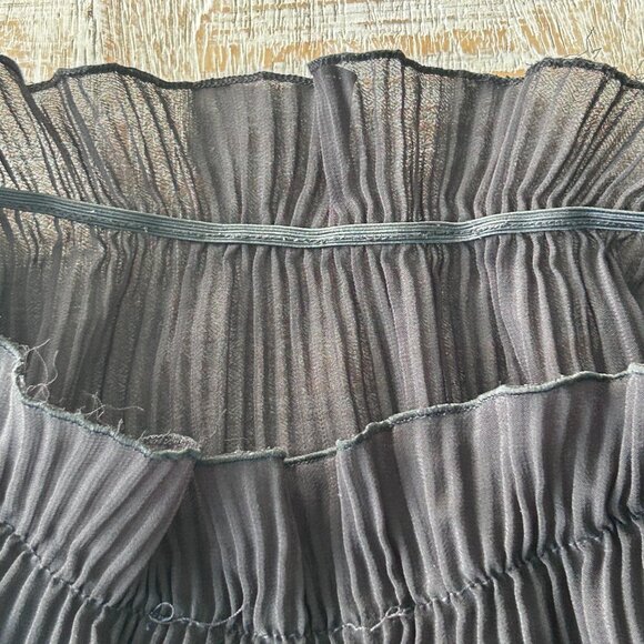 Black Sheer Cropped Blouse/Top/Shirt Ruched Neck Size Large - Picture 6 of 7